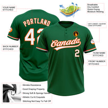 Load image into Gallery viewer, Custom Kelly Green White-Orange Two-Button Unisex Softball Jersey
