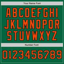 Load image into Gallery viewer, Custom Kelly Green Orange-Black Two-Button Unisex Softball Jersey