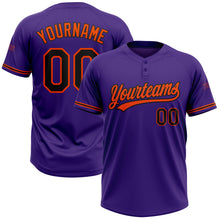 Load image into Gallery viewer, Custom Purple Black-Orange Two-Button Unisex Softball Jersey