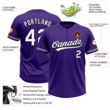Load image into Gallery viewer, Custom Purple White-Black Two-Button Unisex Softball Jersey