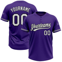Load image into Gallery viewer, Custom Purple White-Black Two-Button Unisex Softball Jersey