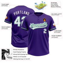 Load image into Gallery viewer, Custom Purple White-Kelly Green Two-Button Unisex Softball Jersey