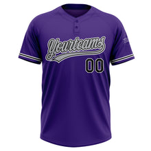 Load image into Gallery viewer, Custom Purple Black-White Two-Button Unisex Softball Jersey