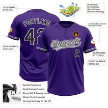 Load image into Gallery viewer, Custom Purple Black-White Two-Button Unisex Softball Jersey