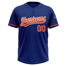 Load image into Gallery viewer, Custom Royal Orange-White Two-Button Unisex Softball Jersey