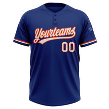 Load image into Gallery viewer, Custom Royal White-Orange Two-Button Unisex Softball Jersey