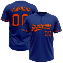 Load image into Gallery viewer, Custom Royal Orange-Black Two-Button Unisex Softball Jersey