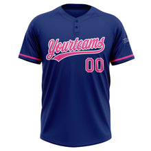 Load image into Gallery viewer, Custom Royal Pink-White Two-Button Unisex Softball Jersey