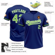Load image into Gallery viewer, Custom Royal Neon Green-White Two-Button Unisex Softball Jersey