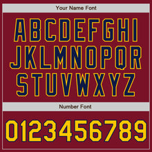 Load image into Gallery viewer, Custom Crimson Yellow-Navy Two-Button Unisex Softball Jersey