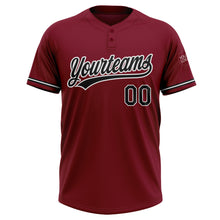 Load image into Gallery viewer, Custom Crimson Black-White Two-Button Unisex Softball Jersey