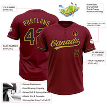 Load image into Gallery viewer, Custom Crimson Black-Old Gold Two-Button Unisex Softball Jersey