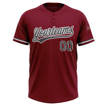 Load image into Gallery viewer, Custom Crimson Steel Gray-White Two-Button Unisex Softball Jersey