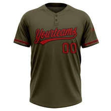 Load image into Gallery viewer, Custom Olive Red-Black Salute To Service Two-Button Unisex Softball Jersey
