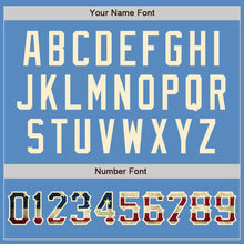 Load image into Gallery viewer, Custom Powder Blue Vintage USA Flag-Cream Two-Button Unisex Softball Jersey