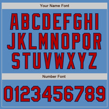 Load image into Gallery viewer, Custom Powder Blue Red-Navy Two-Button Unisex Softball Jersey