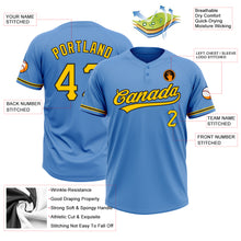 Load image into Gallery viewer, Custom Powder Blue Yellow-Black Two-Button Unisex Softball Jersey