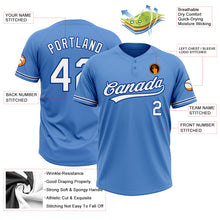 Load image into Gallery viewer, Custom Powder Blue White-Royal Two-Button Unisex Softball Jersey