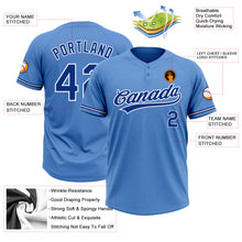 Load image into Gallery viewer, Custom Powder Blue Royal-White Two-Button Unisex Softball Jersey