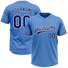 Load image into Gallery viewer, Custom Powder Blue Royal-White Two-Button Unisex Softball Jersey