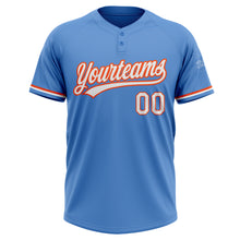 Load image into Gallery viewer, Custom Powder Blue White-Orange Two-Button Unisex Softball Jersey
