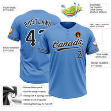 Load image into Gallery viewer, Custom Powder Blue Black-White Two-Button Unisex Softball Jersey