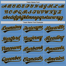 Load image into Gallery viewer, Custom Powder Blue Black-Old Gold Two-Button Unisex Softball Jersey