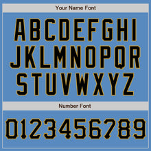 Load image into Gallery viewer, Custom Powder Blue Black-Old Gold Two-Button Unisex Softball Jersey