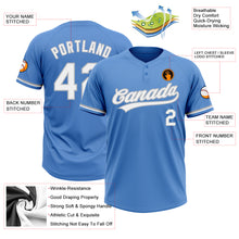 Load image into Gallery viewer, Custom Powder Blue White-Gray Two-Button Unisex Softball Jersey