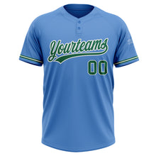 Load image into Gallery viewer, Custom Powder Blue Kelly Green-White Two-Button Unisex Softball Jersey