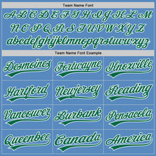 Load image into Gallery viewer, Custom Powder Blue Kelly Green-White Two-Button Unisex Softball Jersey