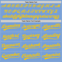 Load image into Gallery viewer, Custom Light Blue Yellow Two-Button Unisex Softball Jersey