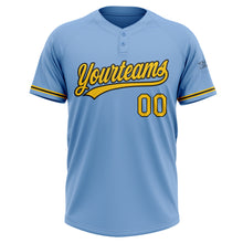 Load image into Gallery viewer, Custom Light Blue Yellow-Black Two-Button Unisex Softball Jersey