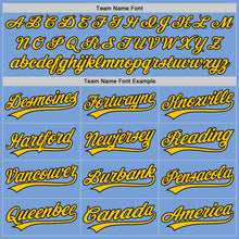 Load image into Gallery viewer, Custom Light Blue Yellow-Black Two-Button Unisex Softball Jersey