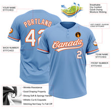 Load image into Gallery viewer, Custom Light Blue White-Orange Two-Button Unisex Softball Jersey