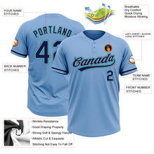 Load image into Gallery viewer, Custom Light Blue Navy Gray-Teal Two-Button Unisex Softball Jersey