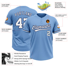 Load image into Gallery viewer, Custom Light Blue White-Navy Two-Button Unisex Softball Jersey