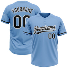 Load image into Gallery viewer, Custom Light Blue Black-White Two-Button Unisex Softball Jersey