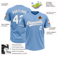 Load image into Gallery viewer, Custom Light Blue White-Gray Two-Button Unisex Softball Jersey