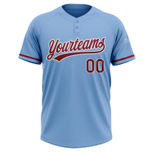 Load image into Gallery viewer, Custom Light Blue Crimson-White Two-Button Unisex Softball Jersey