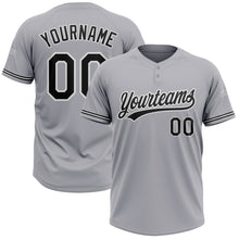 Load image into Gallery viewer, Custom Gray Black-White Two-Button Unisex Softball Jersey