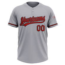 Load image into Gallery viewer, Custom Gray Red-Black Two-Button Unisex Softball Jersey