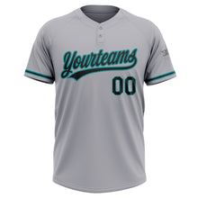 Load image into Gallery viewer, Custom Gray Black-Teal Two-Button Unisex Softball Jersey