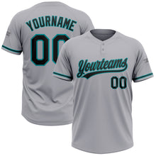 Load image into Gallery viewer, Custom Gray Black-Teal Two-Button Unisex Softball Jersey
