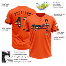 Load image into Gallery viewer, Custom Orange Vintage USA Flag-Black Two-Button Unisex Softball Jersey