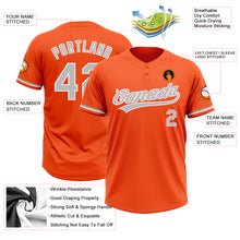 Load image into Gallery viewer, Custom Orange Gray-White Two-Button Unisex Softball Jersey
