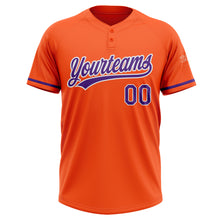 Load image into Gallery viewer, Custom Orange Purple-White Two-Button Unisex Softball Jersey