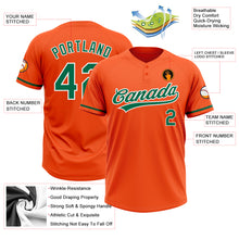 Load image into Gallery viewer, Custom Orange Kelly Green-White Two-Button Unisex Softball Jersey