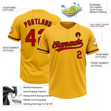 Load image into Gallery viewer, Custom Gold Red-Black Two-Button Unisex Softball Jersey