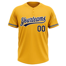 Load image into Gallery viewer, Custom Gold Navy-White Two-Button Unisex Softball Jersey